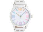 Quarzuhr OOZOO, weiß, Armbanduhren, Damen, Armbanduhr, Damenuhr, Herrenuhr, Lederarmband, Ø 46mm