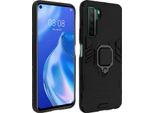 Avizar, Custodia Antiurto Per Cellulare Huawei P40 Lite 5G Con Supporto Ad Anello, Nero