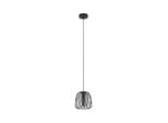 Lampada A Sospensione - 19 X 110 Cm - 1 Luce - Nero - Acciaio - Vetro Fumé - Rete Metallica