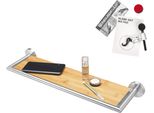 Bremermann Serie Bagno Piazza Bambus - Mensola Da Bagno Con Telaio Incl. Set Di Adesivi, Mensola Da Bagno In Bambù E Acciaio Inox, Finitura Opaca