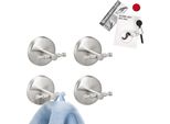 Bremermann Serie Bagno Piazza - Set Di 4 Ganci Per Asciugamani Con Set Di Adesivi, In Acciaio Inox Satinato