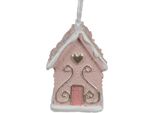 Clayre & Eef Tag Natalizia Casetta Di Pan Di Zenzero 4X4X6 Cm Rosa In Poliresina