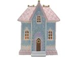 Clayre & Eef Casa Di Pan Di Zenzero Con Led 12X9X15 Cm Poliresina Blu