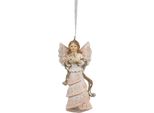 Ciondolo Natalizio Clayre & Eef Angelo 4X3X10 Cm In Poliresina Rosa