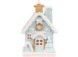 Clayre & Eef Casa Di Pan Di Zenzero Con Led 9X8X15 Cm Poliresina Blu