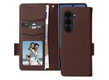 Avizar, Custodia In Ecopelle Per Samsung Galaxy Z Fold6 Con Cinturino Da Polso, Marrone Scuro