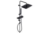 Joho Colonna Doccia Nero Acciaio Inox Senza Miscelatore Idromassaggio Asta Doccia Set Pioggia Doccetta,Porta Ogetti Mensola E Soffione Doccia 35X25 Cm