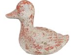 Figura Decorativa Clayre & Eef Anatra 15X8X12 Cm Pietra Grigia Rossa