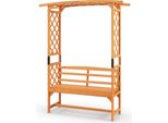 Costway Arco Di Rose Con Panchina, Supporto Per Rampicanti E Traliccio, Arco Da Giardino In Legno, Arco Per Piante Rampicanti, Panchina Da Giardino A 2 Posti 160X50X199Cm