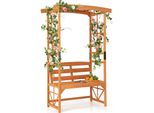 Costway Arco Di Rose Con Panchina, Supporto Per Rampicanti E Traliccio, Arco Da Giardino In Legno, Arco Per Piante Rampicanti, Panchina Da Giardino A 2 Posti, Arco Per Rampicanti 120X58X189Cm