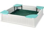 Costway Sabbiera Per Bambini, Sabbiera 123,5X123,5X31,5Cm Con 4 Sedili Integrati, Sabbiera Hdpe Quadrata Per Giardino, Prato (Bianco)