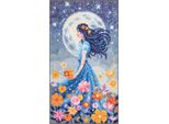 Kit Punto Croce Contato Vervaco "Ragazza Con La Luna"", 16X28Cm"