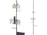 B-Goods Bremermann Scaffale Da Bagno Telescopico, 2 Cestini, 2 Portasciugamani, Asta Telescopica Fino A Max. 290 Cm Circa, Grigio