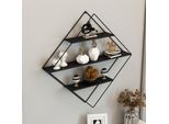 Scaffale A Muro 'PolvijäRvi' Con 3 Ripiani 50 X 9 X 66 Cm A Forma Di Diamante Nero