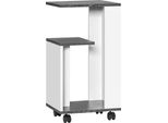 Homcom Comodino Tavolino Con Rotelle Tavolino Da Salotto Dal Design Moderno Tavolino Da Divano Con 3 Ripiani Per Camera Da Letto Soggiorno Grigio Bianco 35 X 29,5 X 65,5 Cm