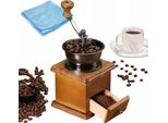 Macinino Manuale In Legno Retrò Per Caffè, Pepe Econ Panno In Microfibra In Omaggio