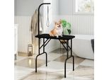 Costway Tavolo Da Toelettatura Per Cani Pieghevole, Tavolo Da Toelettatura Per Animali Domestici Regolabile In Altezza, Tavolo Da Toelettatura Con Imbracature, Capacità Di Carico Fino A 100 Kg, Nero, 80,5 X 46 X 76,5 Cm