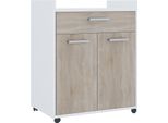 Vicco Contenitore Per Rotoli Ansel, 60 X 40 Cm Con Cassetti, Bianco/Sonoma