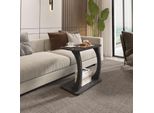 Tavolino 'Stattela' Tavolino Da Divano A C 59 X 35 X 56 Cm Con 4 Rotelle Aspetto Marmo, Nero