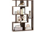 Libreria Geometrica Costway, Scaffale In Legno A 6 Cubi Con Chiusura A Ribalta, Divisorio Per Ambienti, Espositore Da Terra 80X30X119 Cm, Scaffale In Piedi (Marrone)