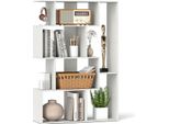 Libreria Geometrica Costway, Scaffale In Legno A 6 Cubi Con Chiusura A Ribalta, Divisorio Per Ambienti, Espositore Da Terra 80X30X119 Cm, Scaffale Indipendente (Bianco)