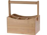 Excellent Houseware | Vassoio Per Posate Con Manico - 23,5 Cm - Bambù - Organizzatore Da Cucina Elegante - 4 Scomparti