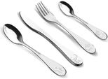 Lamart LT5013 Set Di Posate Per Bambini 4 Pezzi, Acciaio Inox Premium 18/0, Argento, Cucchiaio 14,5 Cm; Cucchiaio 17,5 Cm; Forchetta 17,5 Cm; Coltello 19 Cm