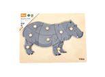 Viga Puzzle Montessoriano In Legno Hippo Con Chiodini
