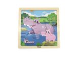 Viga Puzzle Di Legno Hippos 9 Elementi
