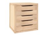 Cassettiera Natura, Contenitore In Legno Di Pino Con 5 Cassetti