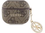 Guess, Cover Per Airpods 3 4G Script Con Charm Scintillante Con Strass, Marrone