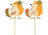 Piantine Di Fiori Riccio Con Bambino In Legno Decorazione Autunnale 8,5 Cm Set Di 8 Piantine