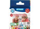 Stylex 26002 Matite Colorate, Triangolari, Corte, 12 Pezzi Senza Legno