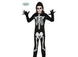 Scheletro Halloween Tuta Costume Bambini Con Cappuccio Spaventoso Zucca Notte Festa, Taglia: 128/134 Colore: Nero