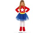 Supereroe Avventura Figura Vestito Carnevale Bambini Costume Fumetto Rosso Blu Giallo Stella Design Fantasia Eroe Figura Carnevale, Taglia: 110/116 Colore: Rosso