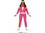 80S Sport Retro Pink Fashion Icon Carnival Running Suit Neon Look Vintage Style Jacket Pants Fun Aerobic Outfit Costume Party Classic, Taglia: 42 - 44 (L) Colore: Pink
