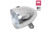 Faro Lynx Led Retrò Per Bicicletta Luce Anteriore 11 Lux, Cromato, Senza Fili, Batterie Incluse