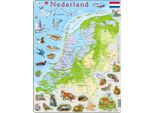 Larsen Puzzle Mappa Paesi Bassi - Geografico Con Animali, 68 Pz.