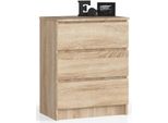 Comò In Rovere Sonoma Con 3 Cassetti K60 3SZ 77 Cm Di Altezza E 40 Cm Di Profondità