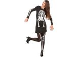 Halloween Scheletro Notte Costume Creatura Spaventoso Festival Outfits Divertimento Eccitazione Partito Classico Nero Bianco Design Tema, Taglia: 36 - 38 (S) Colore: Nero