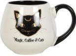 Something Different - Tazza Da Caffè "Magic Coffee & Cats"", Rotonda SD5276 (Taglia Unica) (Bianco/Nero)"