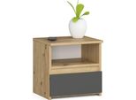 Comò CL1 In Rovere Artisanale E Grigio Grafite 40 Cm Con Cassetto Per Camera Da Letto