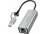 Logilink UA0238B Logilink USB-C > Gigabit Ethernet Adapter Mit 2-In-1 Usb