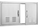 Succebuy 914X534Mm Doppia Porta Di Accesso Al Barbecue, Porta Verticale Ad Incasso In Acciaio Inox Con Maniglie E Aperture Per La Ventilazione, Porta Per Cucina Esterna Per Isola Barbecue E Stazione Grill