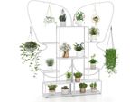 Costway Supporto Per Piante In Metallo A 6 Livelli, Scaffale Per Fiori Con 4 Ganci, Scaffale Per Piante A Scaletta, Scaffale Per Fiori A Scaletta Per Giardino, 185 Cm Bianco