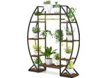 Costway Supporto Per Piante Con Luci Di Crescita, Scaffale Per Piante A 10 Livelli, Supporto Per Fiori, Scala Per Fiori, Scaffale Per Fiori, 127X30X160Cm, Marrone
