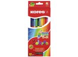 Kores BB93212 Matite Colorate Triangolari Kores "Duo"", Confezione Da 12 + Temperino"