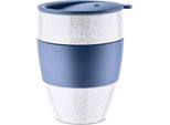 Koziol Tazza Termica Aroma To Go Con Coperchio 400Ml Biologico, Bianco/Blu
