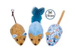 Topi Di Peluche Nobby Con Erba Gatta Blu 12 Cm, Set Da 3