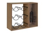 Excellent Houseware Portabottiglie Per 6 Bottiglie Di Vino E Raccoglitore Di Tappi Di Sughero, Legno/Metallo, 40X15X35 Cm, Marrone/Nero